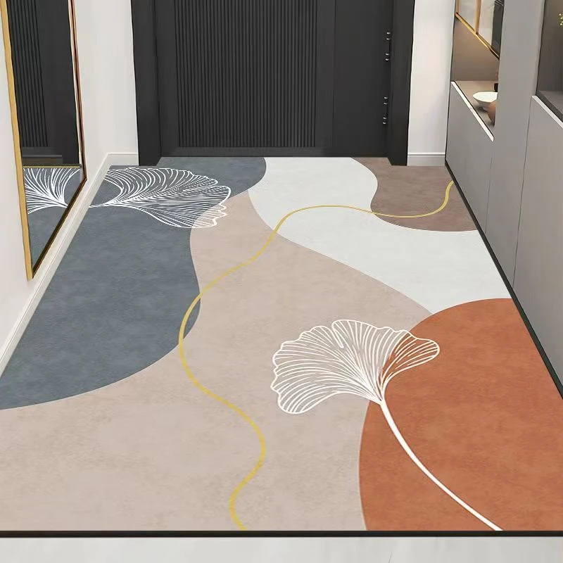 硅藻泥高档轻奢玄关入门地垫满铺吸水防滑可裁剪可定制耐脏免清洗