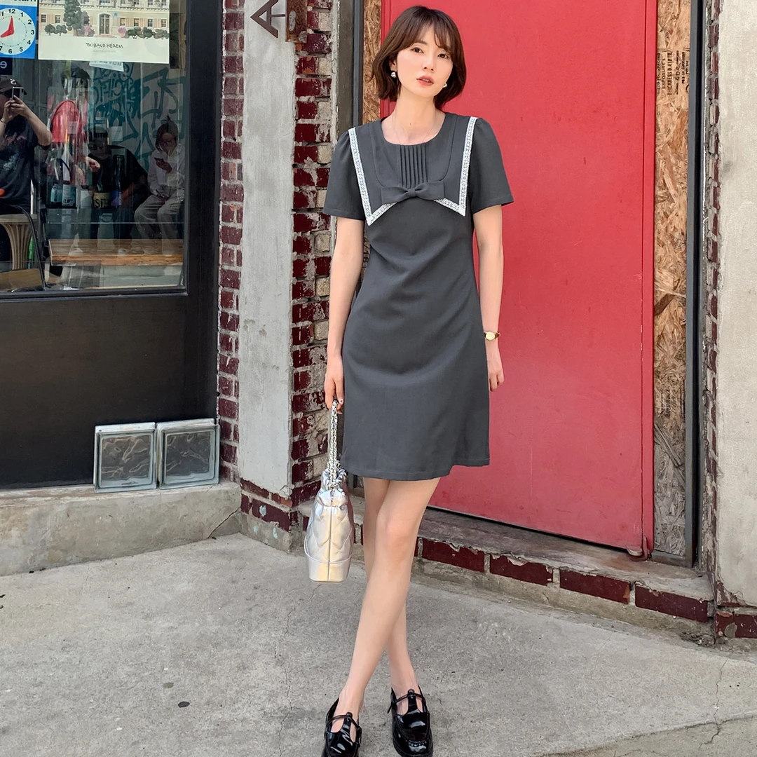 「新品【蕾丝甜茶】FS406L052 蕾丝花边领连衣裙