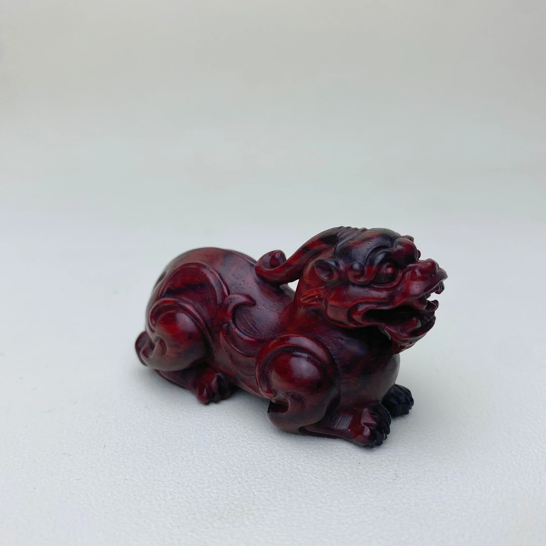 貔貅手把件印度小叶紫檀木雕瑞兽摆件国风手工汉代皮丘把玩工艺品