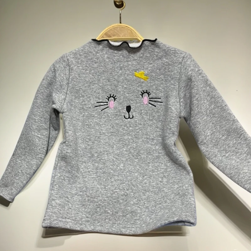 【110码灰色加绒打底衣】 童装上衣长袖中高领套头小童打底衫