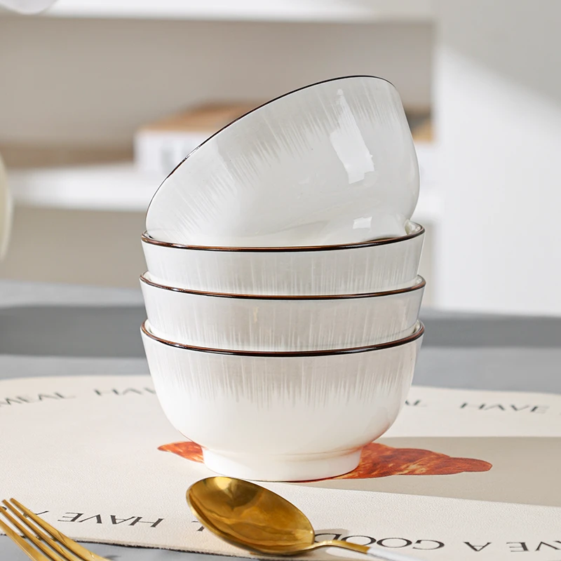 10个装陶瓷碗家用吃饭碗4.5英寸小号米饭碗高颜值餐具乔迁瓷碗