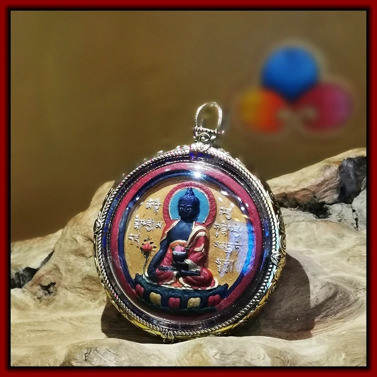 合金吊坠 圆形彩绘矿物擦擦项坠吊坠坠饰手工坠链双面时尚