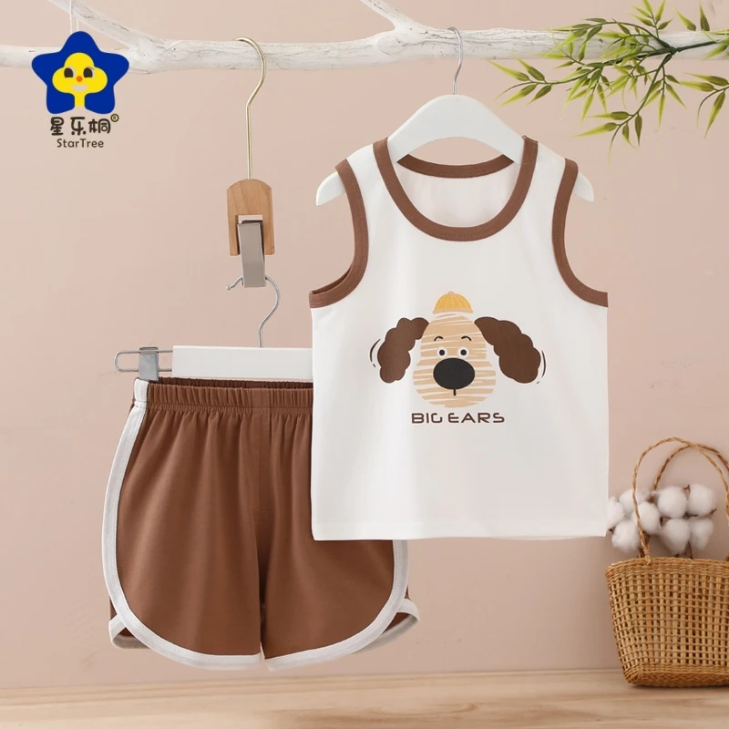 男女宝A类夏季新款冰瓷棉背心套装667104