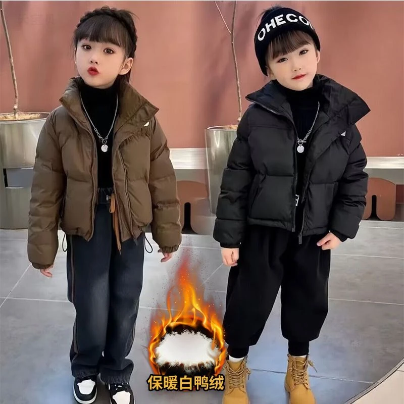 儿童羽绒服冬季新款女童加厚保暖洋气白鸭绒短款外套洋气上衣