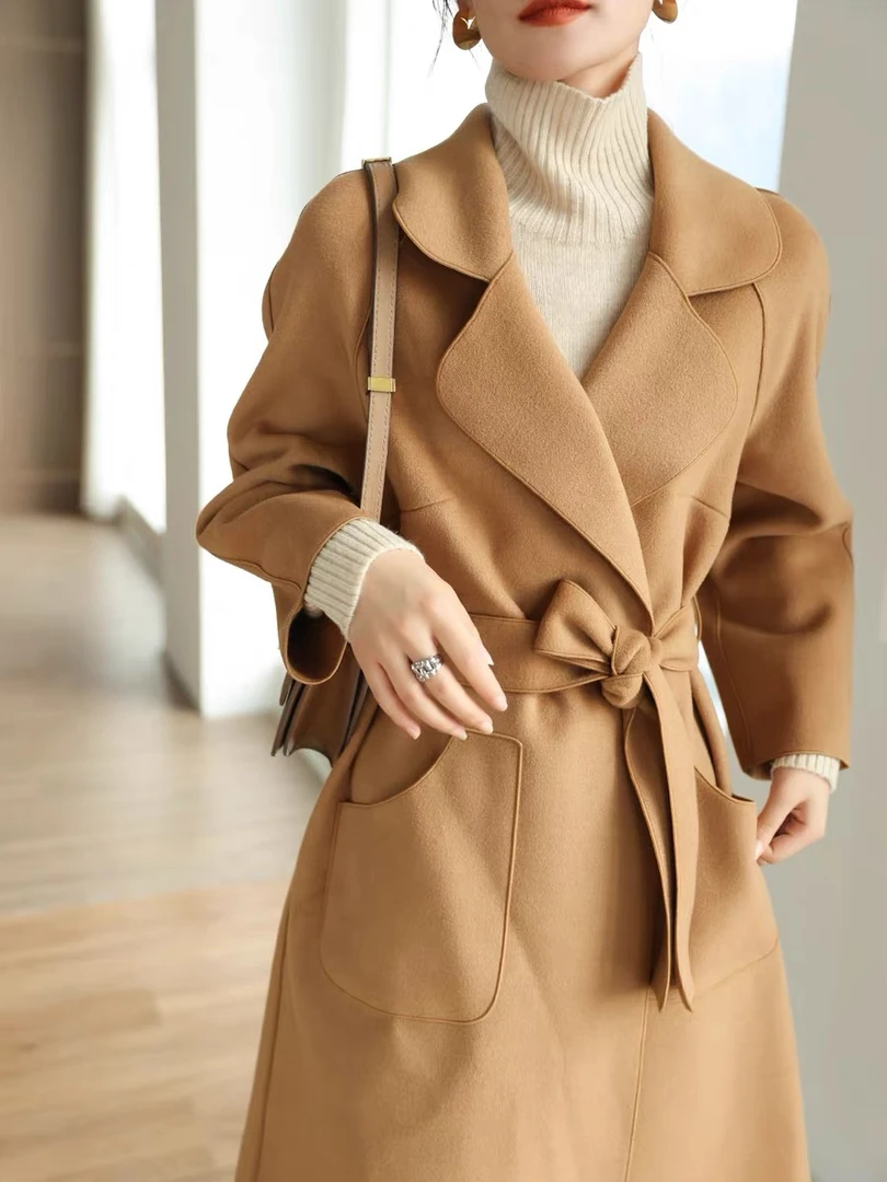 新款双面呢羊毛大衣修身保暖香奶奶2024新款显瘦网红气质