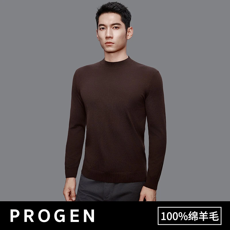 【半高领】Progen秋冬上新长袖羊毛衫针织休闲百搭保暖绵羊毛羊毛衫