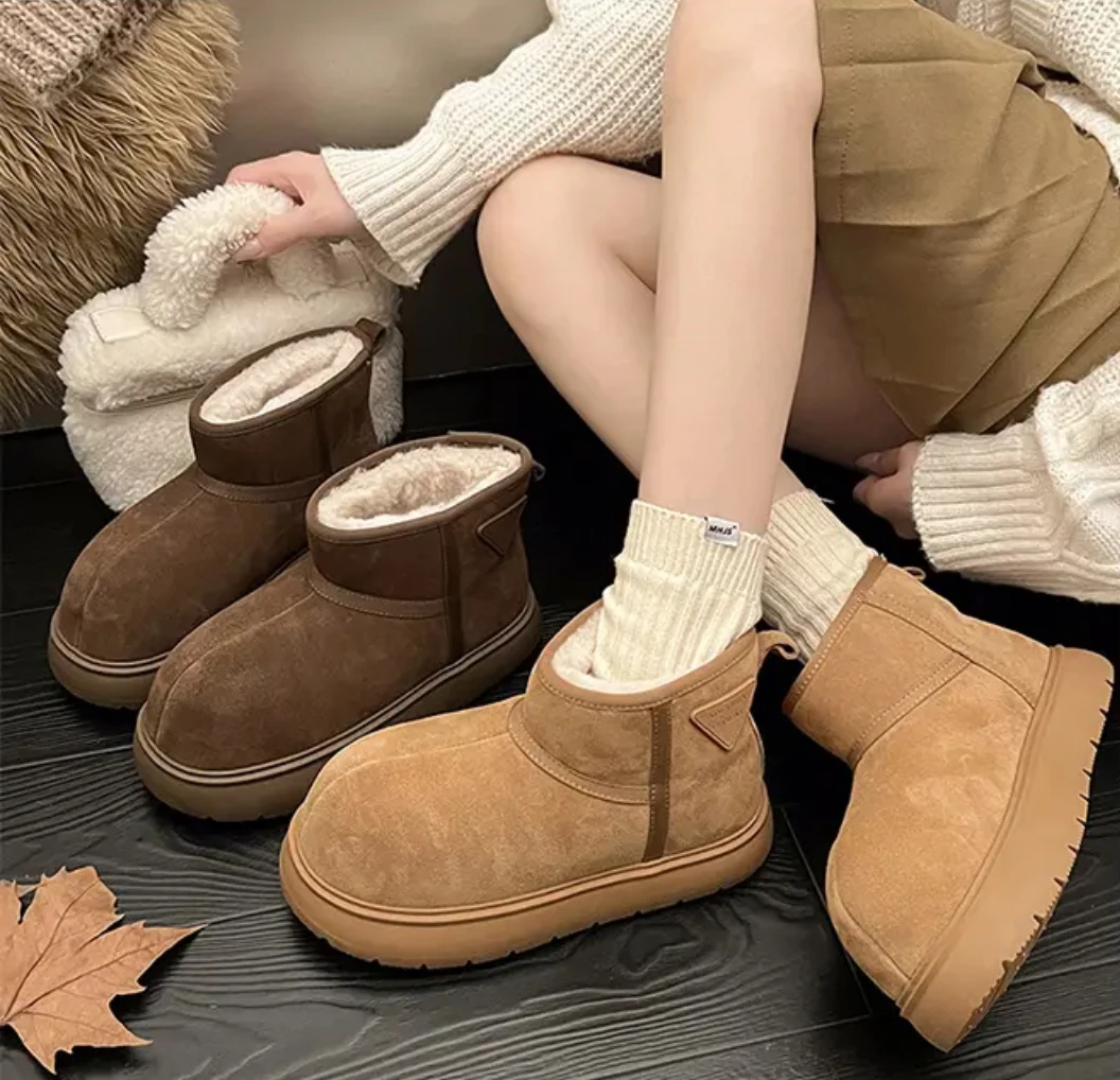 雪地靴女2025冬季新款卡皮巴拉小黄豚加棉加厚保暖厚底增高棉鞋