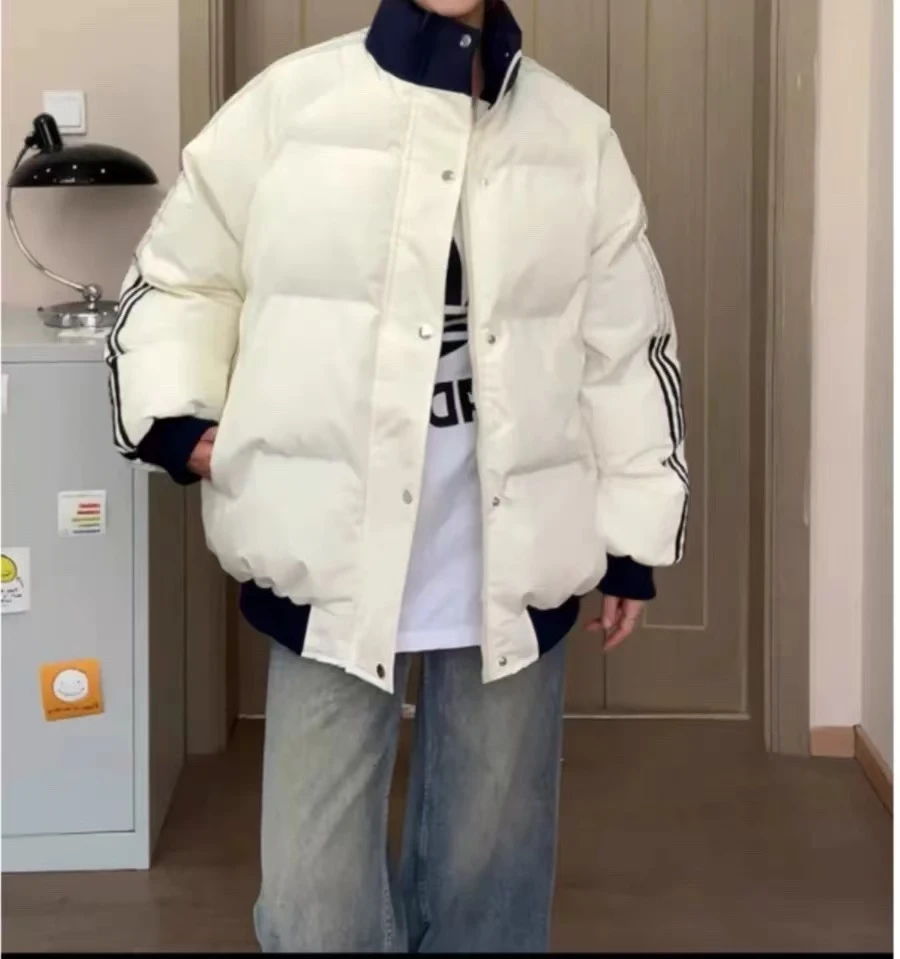 拼色运动风三条杠棉衣外套(发货途中退款请承担运费)