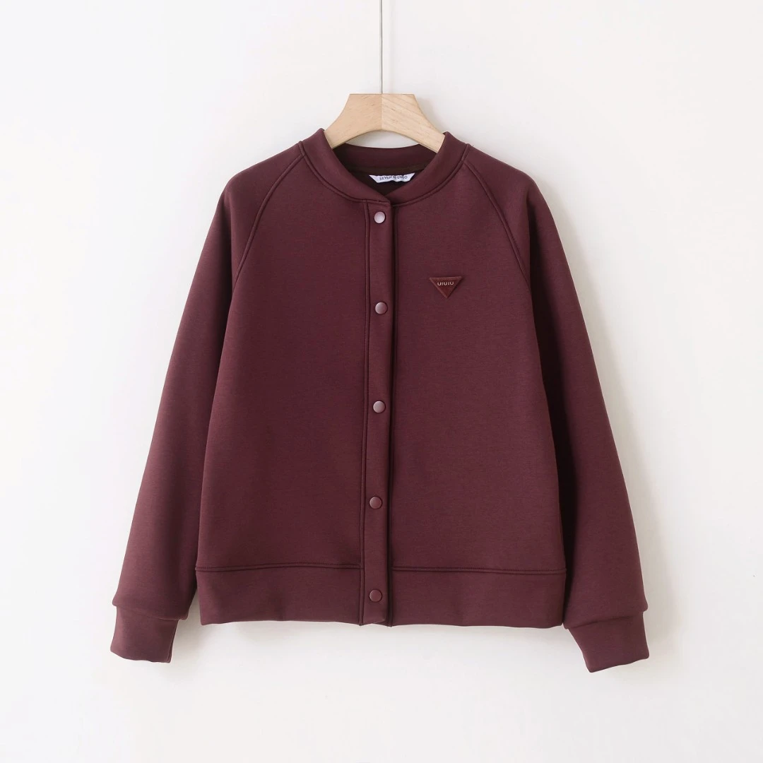 【冬日暖绒】秋冬新款加绒加厚装饰纯色休闲棒球服外套2403