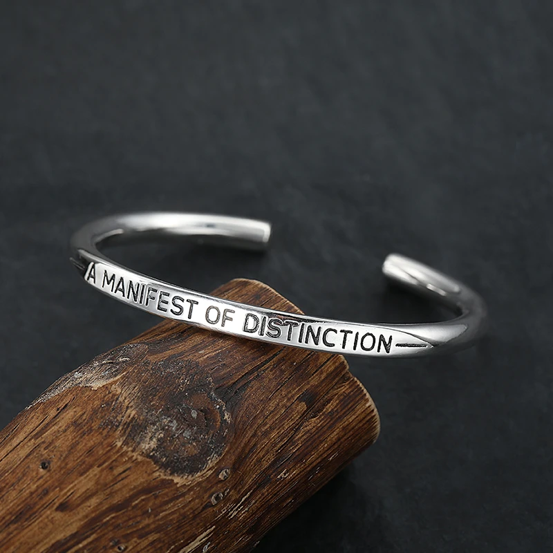 925银手镯 素银民族风圈口可调节开口手镯男女款百搭潮流情侣款