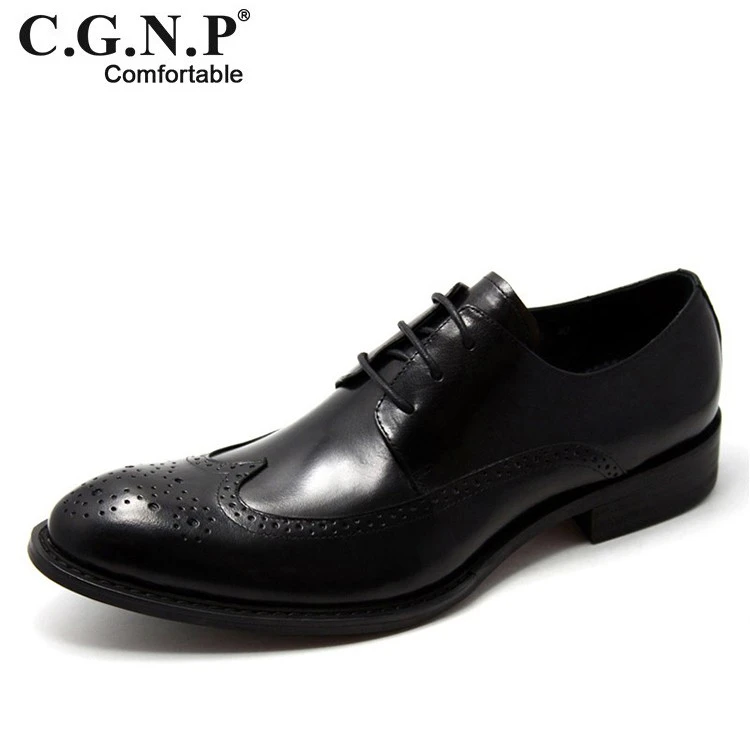 复古英伦风男士尖头商务正装正装鞋真皮系带布洛克雕花男鞋子正品