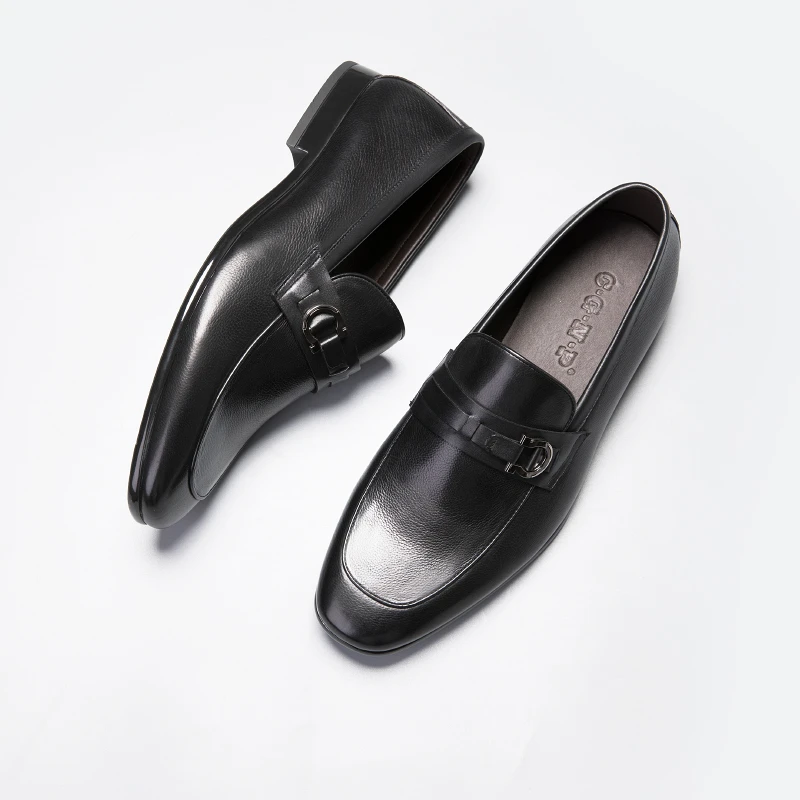 夏季男士休闲舒适男真皮软底乐福鞋懒人一脚蹬男鞋透气百搭单鞋潮