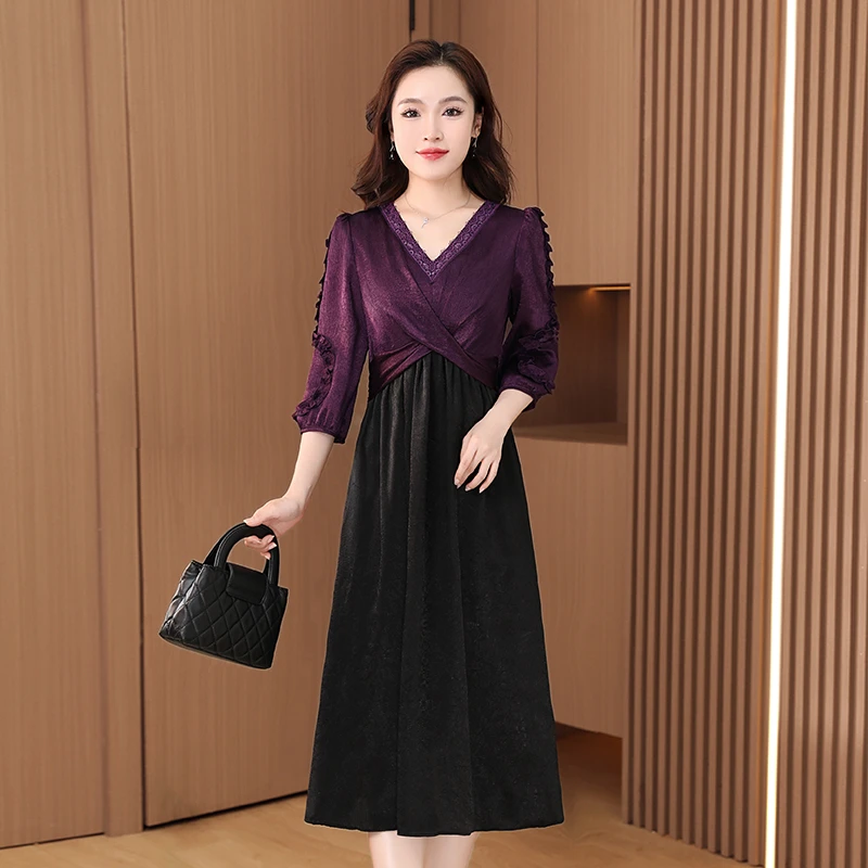 芙丽琦芙优雅新款气质时尚大气减龄休闲收腰显瘦连衣裙21374-LS