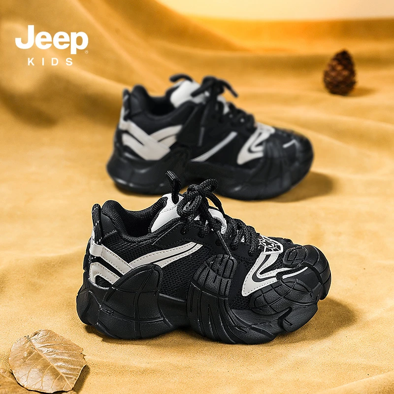jeep春季情侣休闲运动鞋中大童6-12岁男童老爹鞋秋季新款女童跑鞋