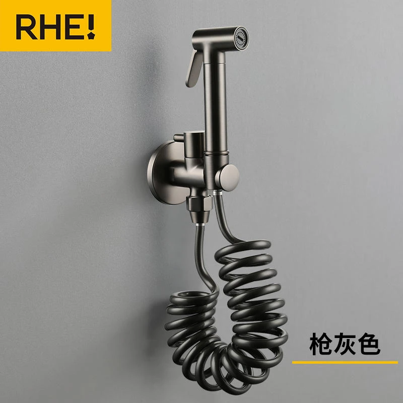 全铜马桶喷枪水龙头枪灰色手持妇洗器水枪厕所冲洗卫生间角阀喷头