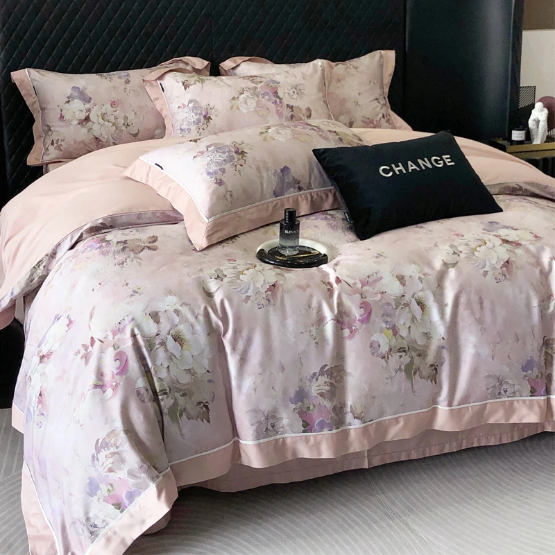 【德林系列】高档轻奢澳棉四件套/全棉数码印花被套/裸睡床上用品