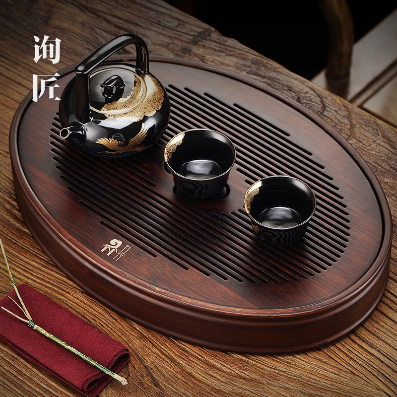 日式茶盘家用沥水盘茶海干泡小茶台茶具储水式实木功夫茶托盘