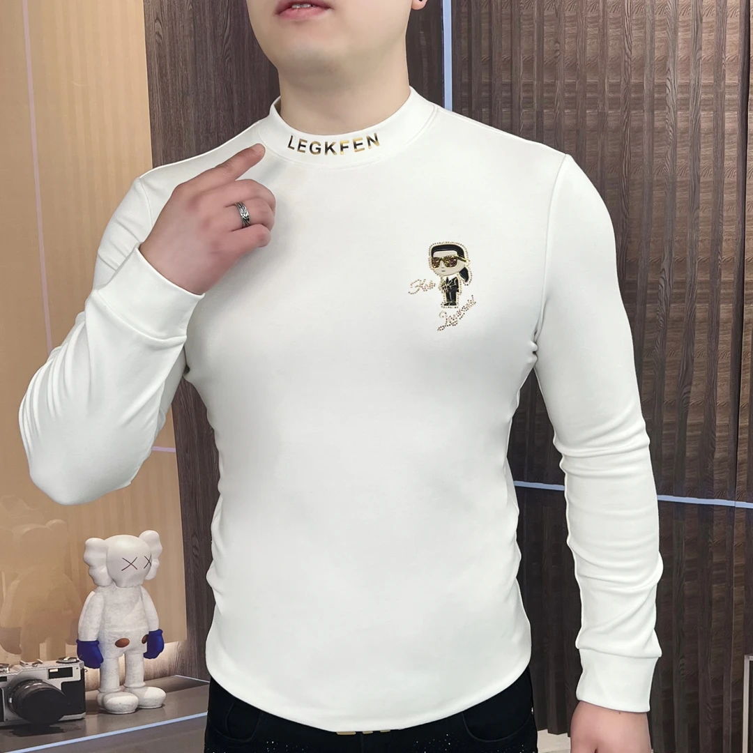 2024新款男士秋季上衣长袖套头商务美式潮流圆领休闲百搭CLY-25