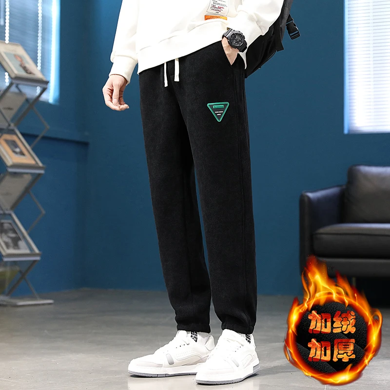 秋冬加绒加厚长裤子12男孩13青少年学生15岁初中高中学生休闲卫裤