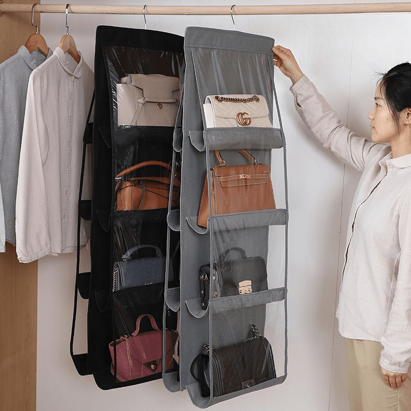 包包收纳挂袋悬挂式八双面透明六层置物袋卧室衣柜收纳包包防尘袋