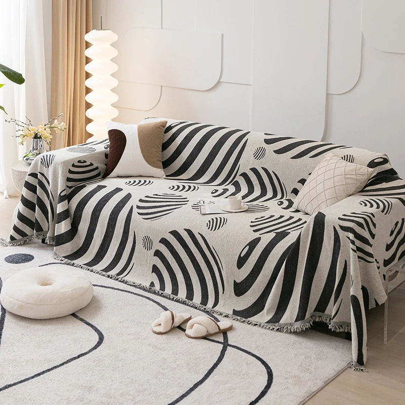 懒人保护沙发盖布雪尼尔沙发巾四季通用沙发垫防滑-星球防猫防尘