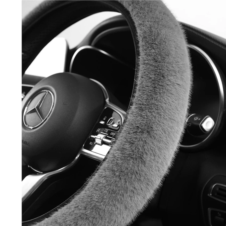 不掉毛方向盘套冬季短毛绒汽车把套保暖防滑仿水貂毛内装饰通用型