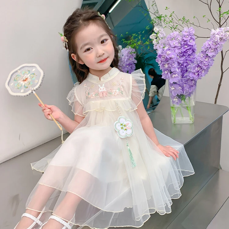 柚小蜜【月兔】连衣裙中国风夏季古风古韵刺绣绣花女童中小童8239