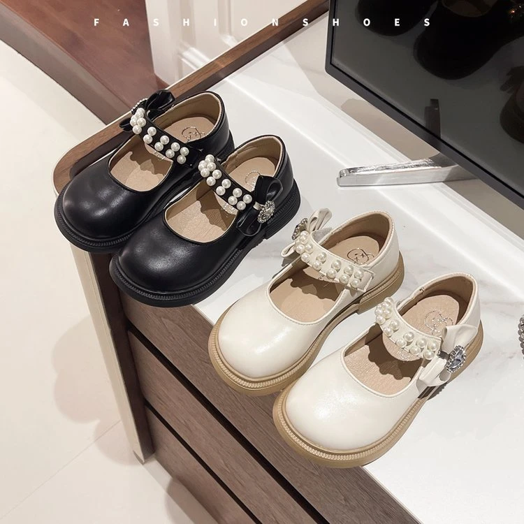童鞋女童皮鞋珍珠公主鞋2024秋季新款儿童英伦单鞋宝宝皮鞋演出鞋