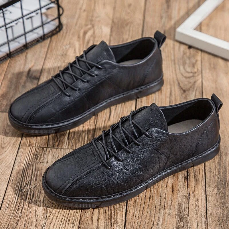 休闲皮鞋男韩版潮流百搭英伦皮鞋男士真皮软底青年鞋子男春季高档