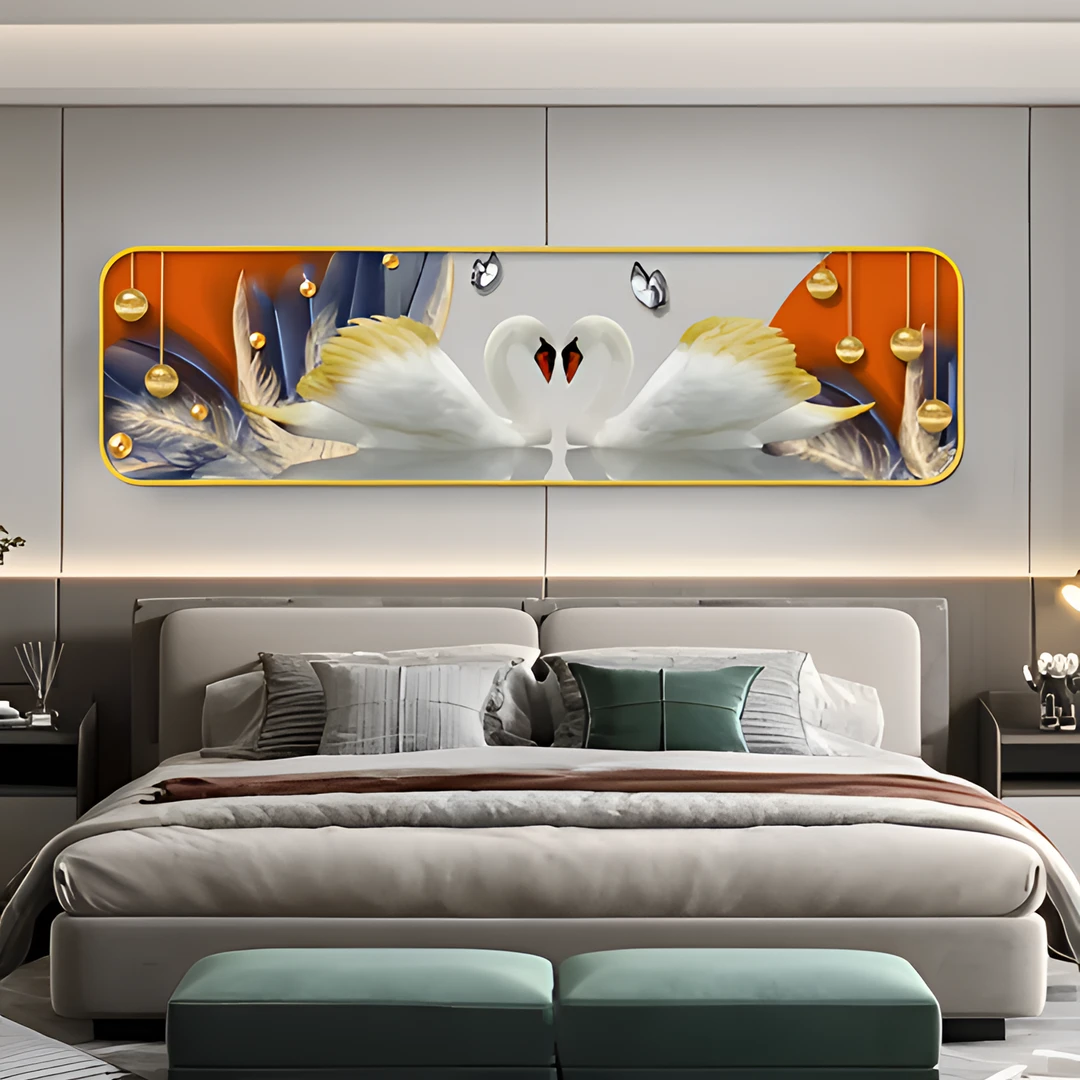 【长相厮守】315平面晶瓷轻奢卧室画装饰画大气横幅卧室装饰画