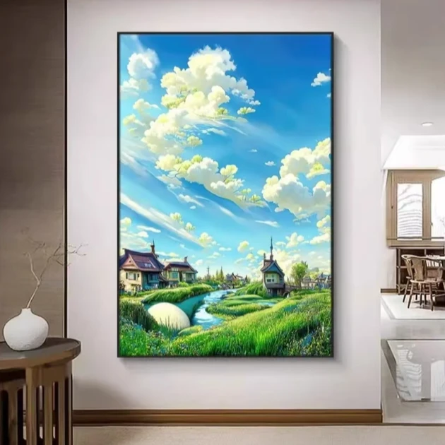 【晴空】804晶瓷平面 客厅落地画轻奢沙发背景墙玄关装饰