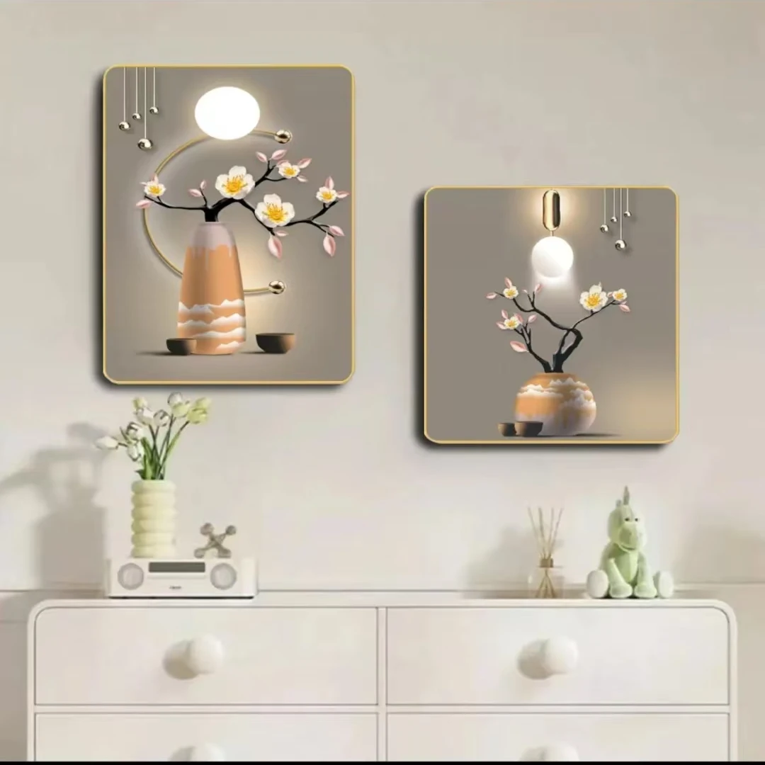 双联【玉兰花】LV-9沙发背景墙挂画卧室床头画餐厅装饰福利款505