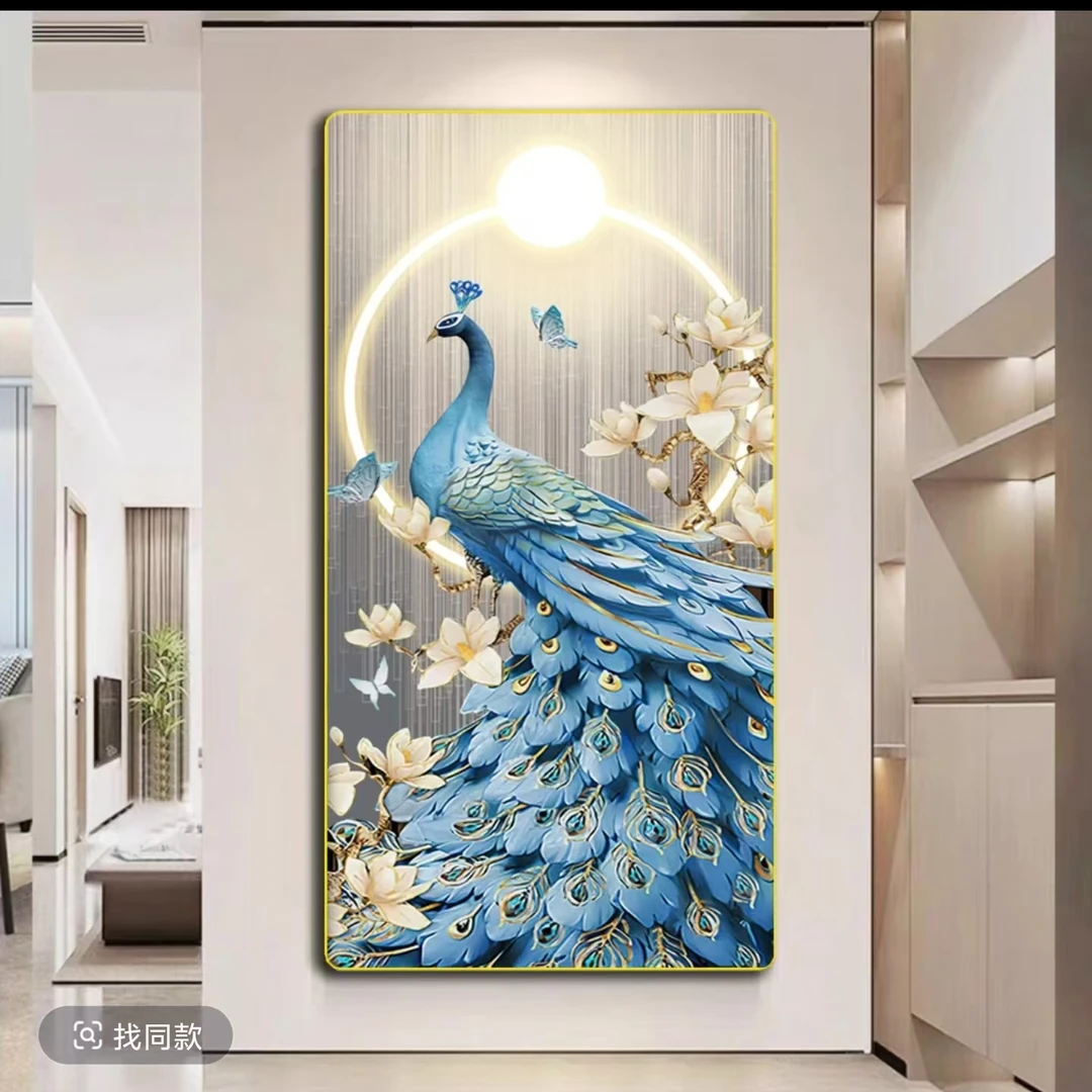 【富贵孔雀】208 玄关装饰画平面晶瓷装饰画走廊过道装饰画捡漏