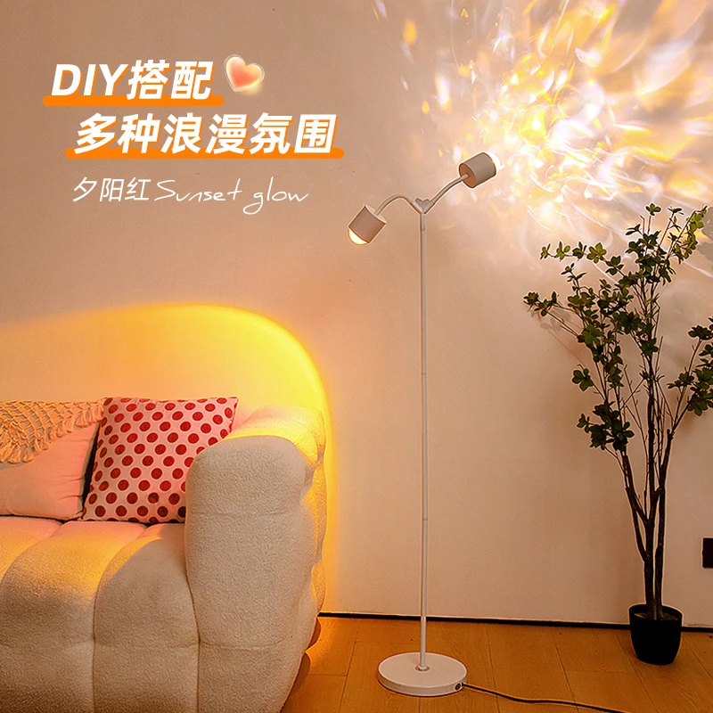 日落灯水波纹网红拍照落日灯夕阳灯氛围客厅卧室创意艺术落地灯美