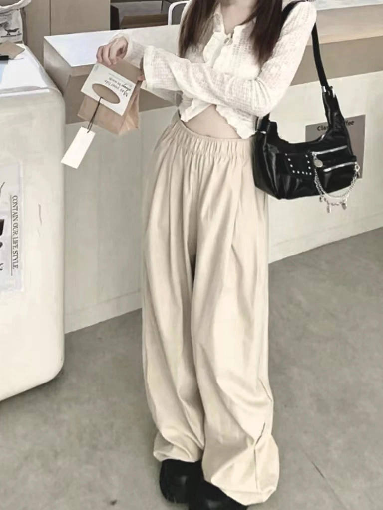 【青仓】高腰显瘦休闲山本裤夏新款宽松直筒垂感阔腿拖地长裤子889