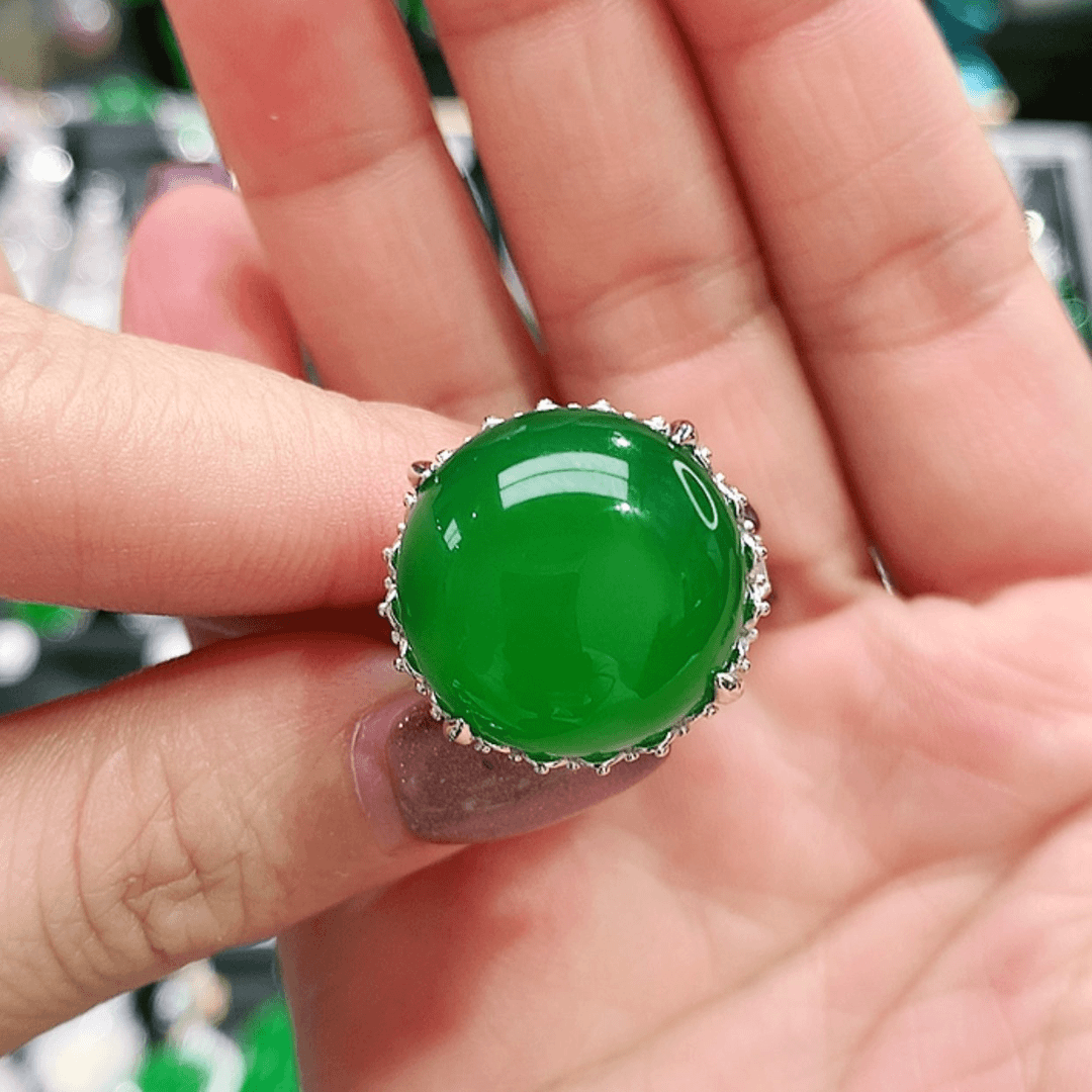 【闪购商品】玛瑙/玉髓戒指银S925镶嵌海**心