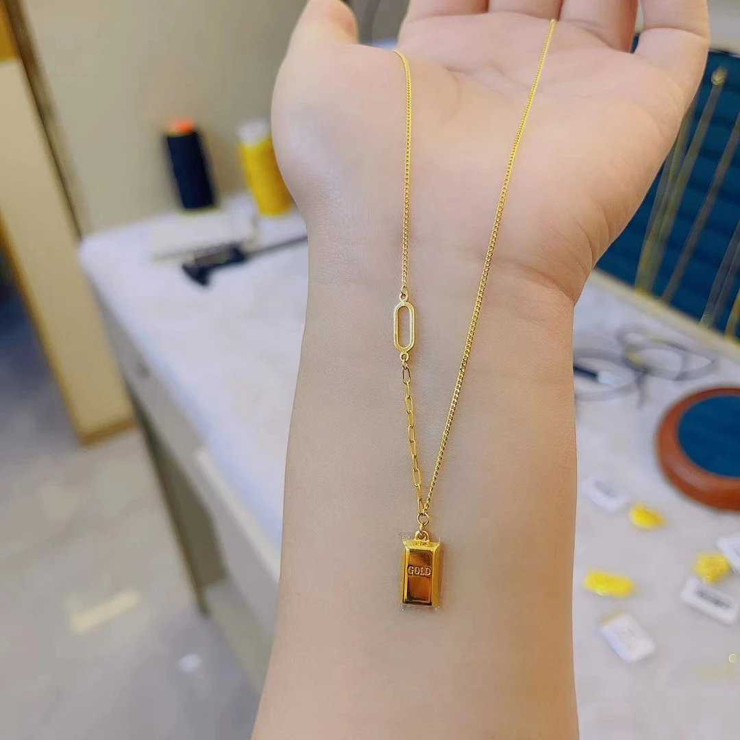 足金金梦祥小金条金砖套链