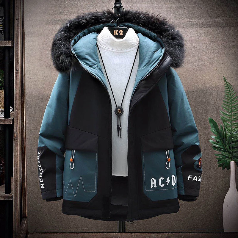 2026款棉衣男外套冬季新款潮派克服拼色连帽棉服青少年保暖棉袄子