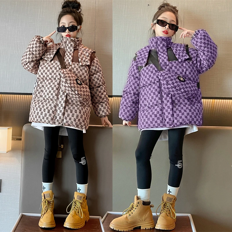 女童棉服冬装2023新款中大童6-12岁15岁网红秋冬加厚保暖棉衣外套
