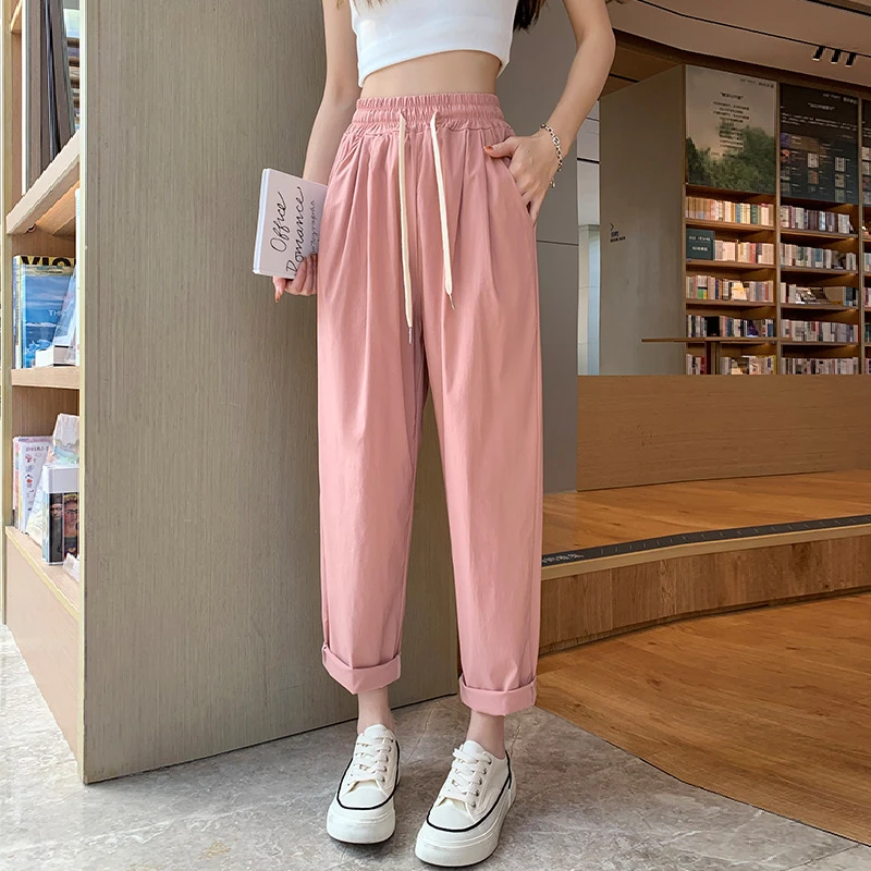 2023新款冰丝速干裤女夏季新款宽松显瘦小个子防晒哈伦休闲小脚裤