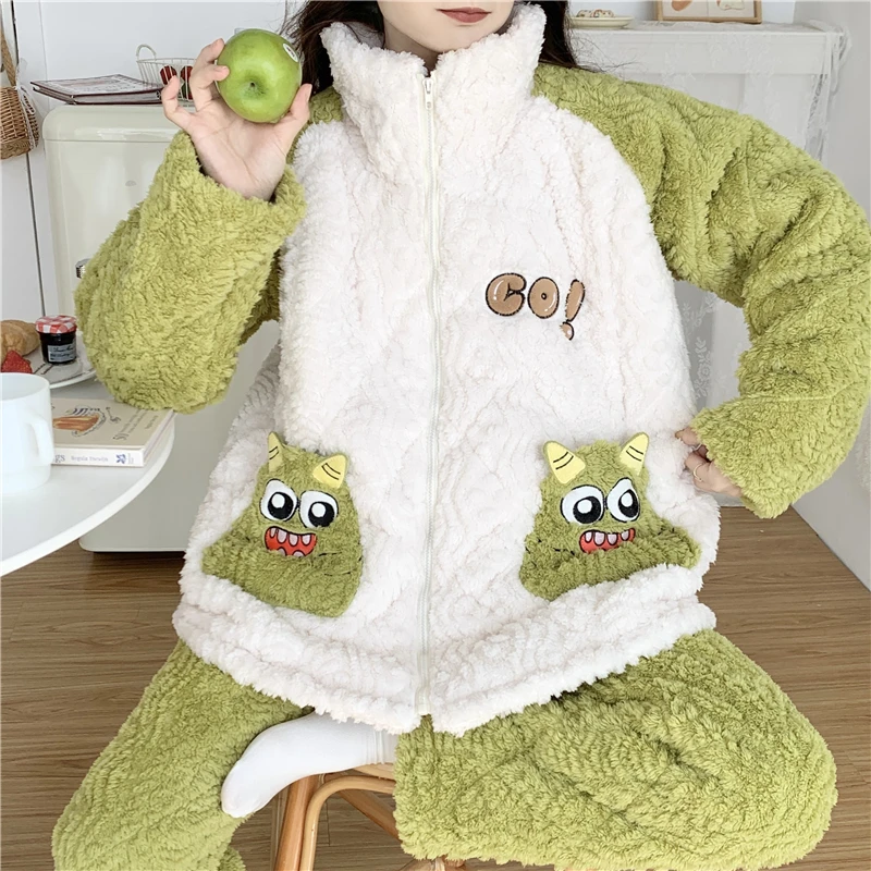 孕妇睡衣女冬季产后哺乳加厚加绒冬天月子服秋冬款产妇夹棉可外穿