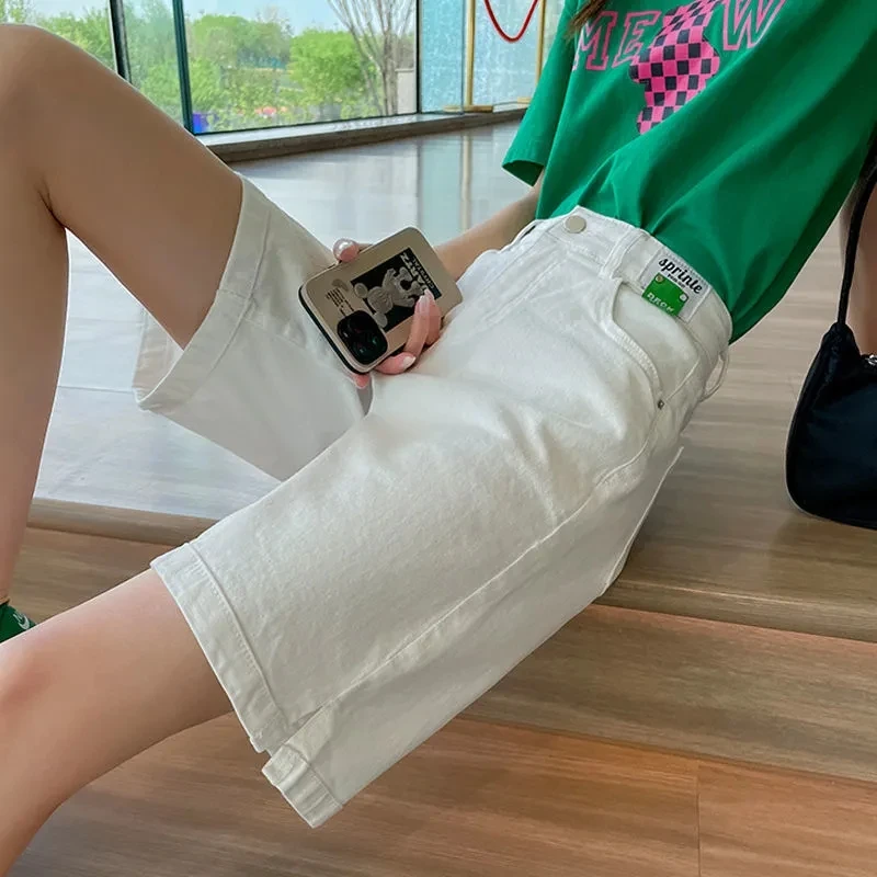 牛仔短裤女2025新款夏季薄款高腰显瘦白色小个子爆款五分直筒中裤