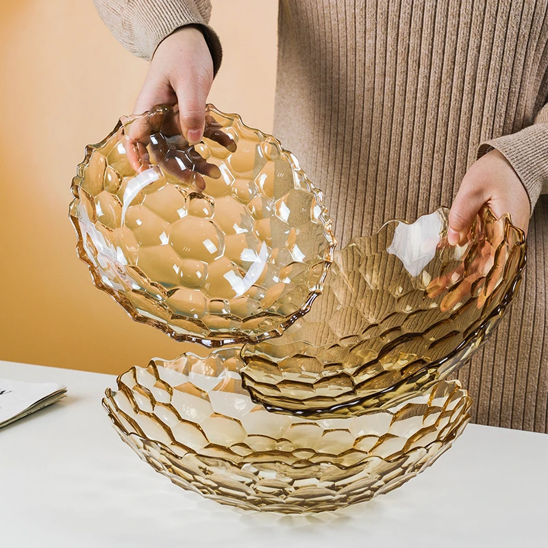 【第二只半价】玻璃水果盘无铅家用零食盘高颜值轻奢果盘子