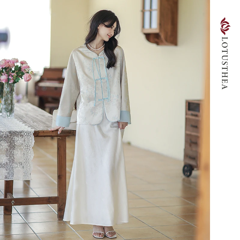 断码清仓 汉尚华莲薄光月云棠语半身裙a字裙汉元素中式春夏