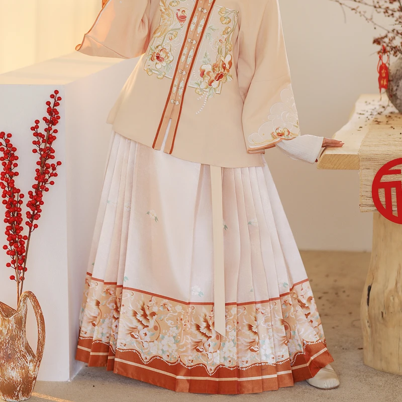 汉尚华莲【马面裙专场】栀知云程显瘦高级感橙色马面裙中国风日常