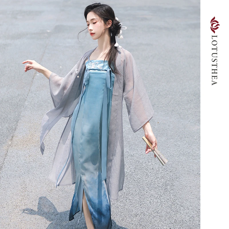 汉尚华莲断码清仓 浸青梅新中式女装汉元素吊带连衣裙复古