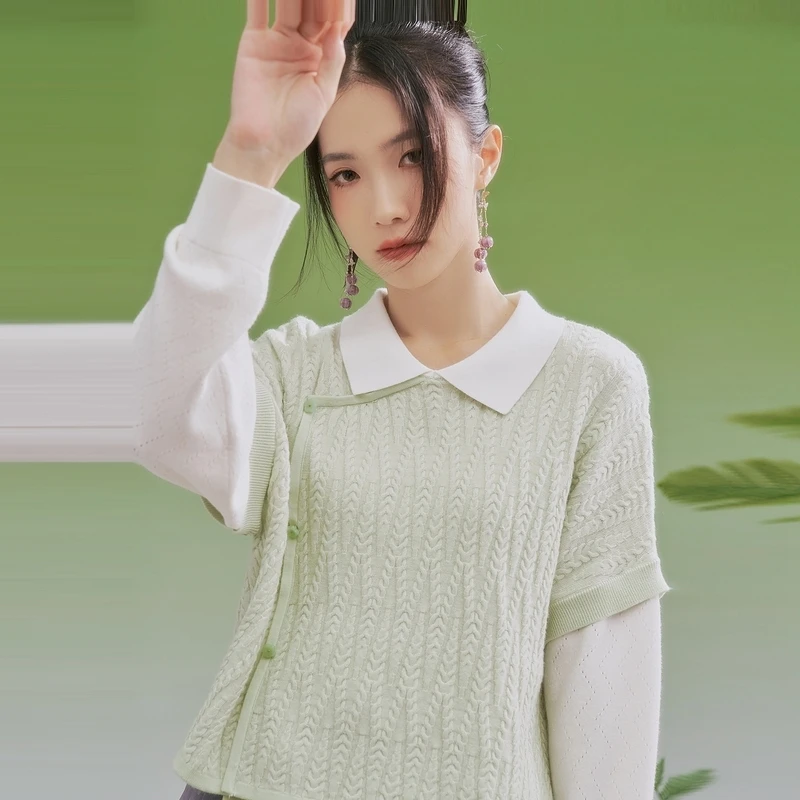 【青青专场】汉尚华莲云锦妆花原创初语联名改良套头毛衣针织日常