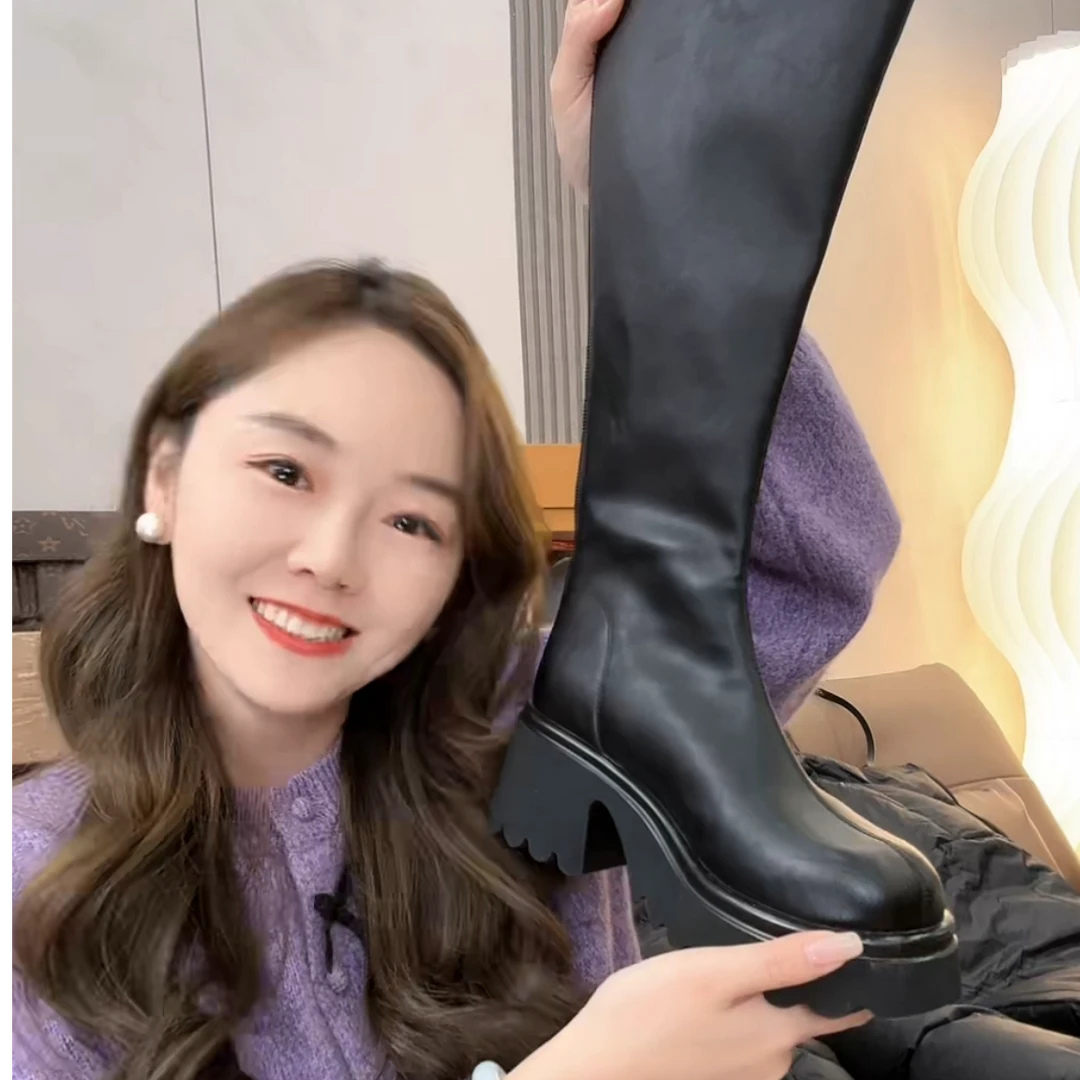 【叶子服饰】冬季新款时尚中长筒靴0350