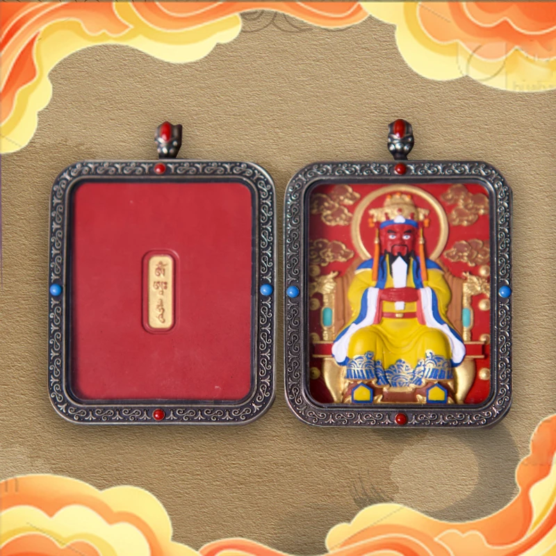 铜吊坠 【五台山】单面五爷项链吊坠复古红色精美吊坠坠链