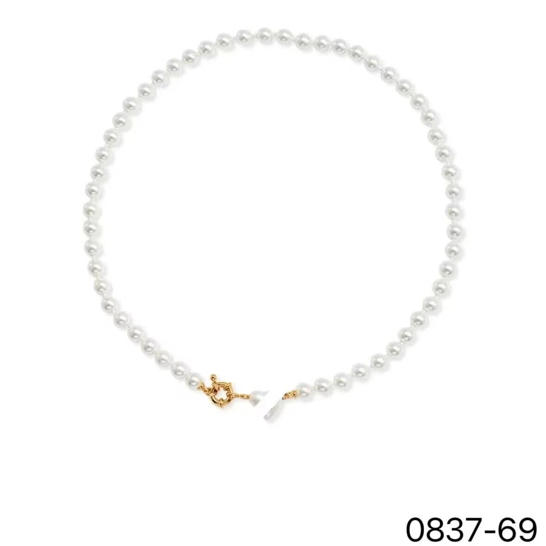 铜合金项链 0837气质时尚简约百搭经典优雅白色珠珠项链
